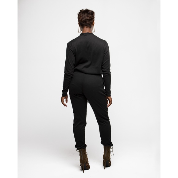 HEAVEN SENT BLACK LONG SLEEVE JUMPSUIT - Picture 2 of 3